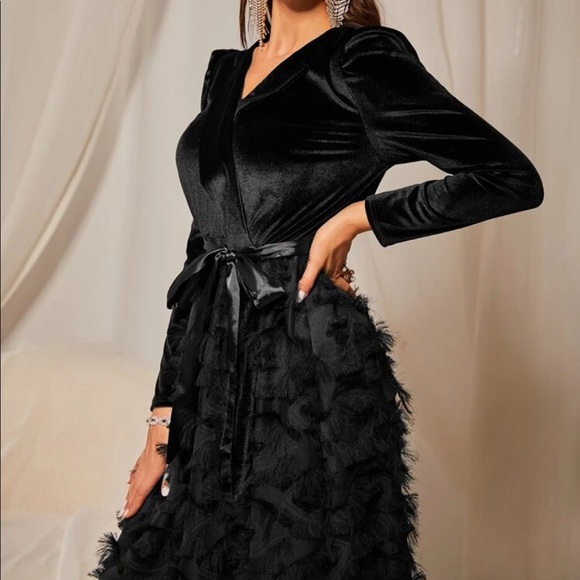 Fuzzy A-line velvet dress - Picture 2 of 5